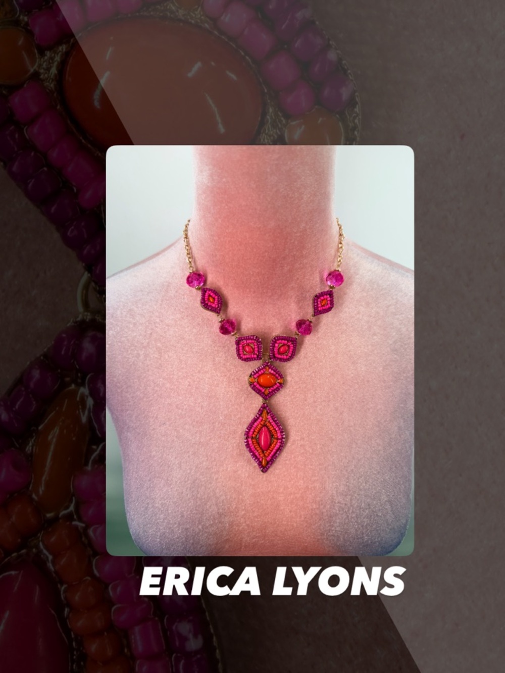 EUC Erica Lyons Cabochon And Bead Statement Necklace